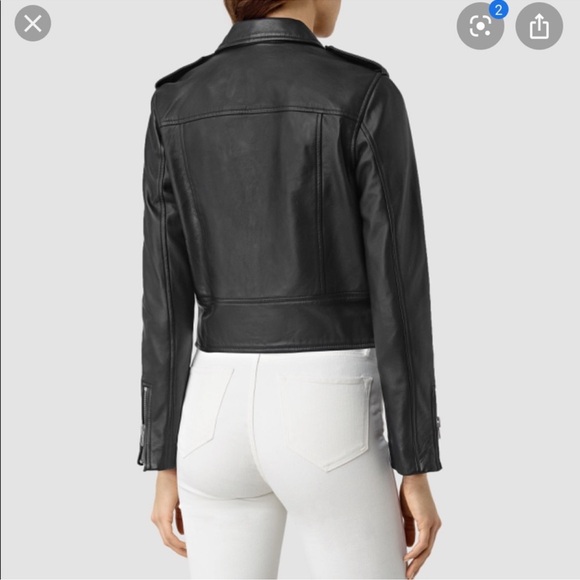 ❌SOLD❌ AllSaints Baron Leather moto Jacket Black - Small - Picture 2 of 6